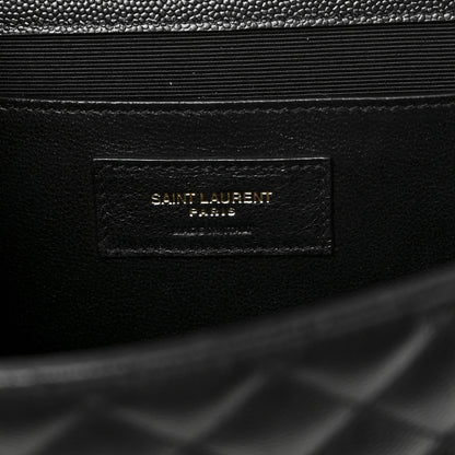 Saint Laurent Grain De Poudre Textured Mixed Matelasse Triquilt Medium Monogram Satchel Black 6 of 10