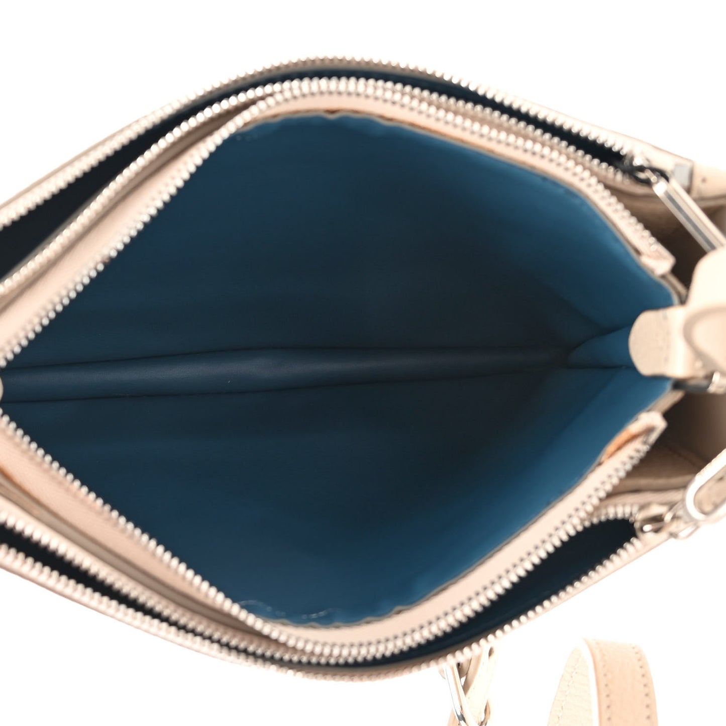Grainy Goatskin Penhurst D-Ring Triple Zip Crossbody Bag Beige