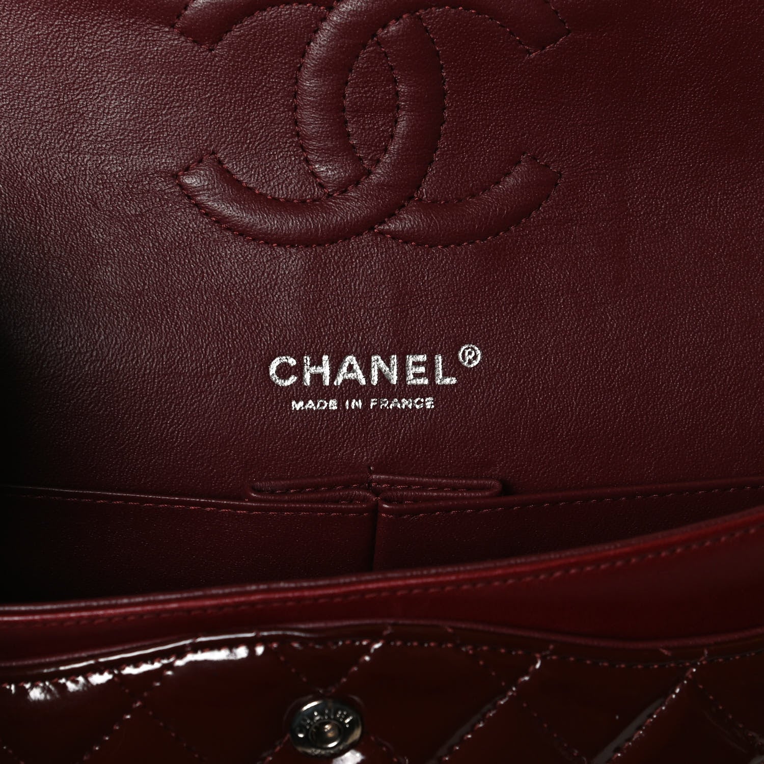 Chanel Patent Calfskin Quilted Medium Double Flap Dark Red 5 of 13
