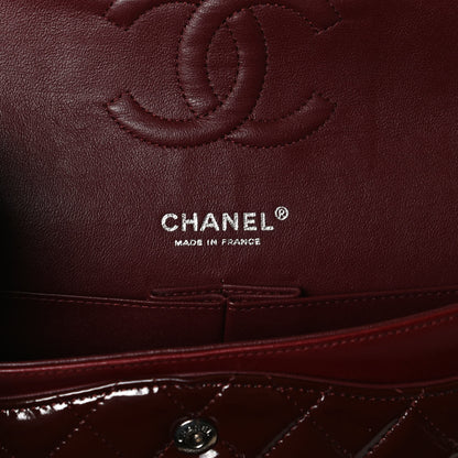 Chanel Patent Calfskin Quilted Medium Double Flap Dark Red 5 of 13