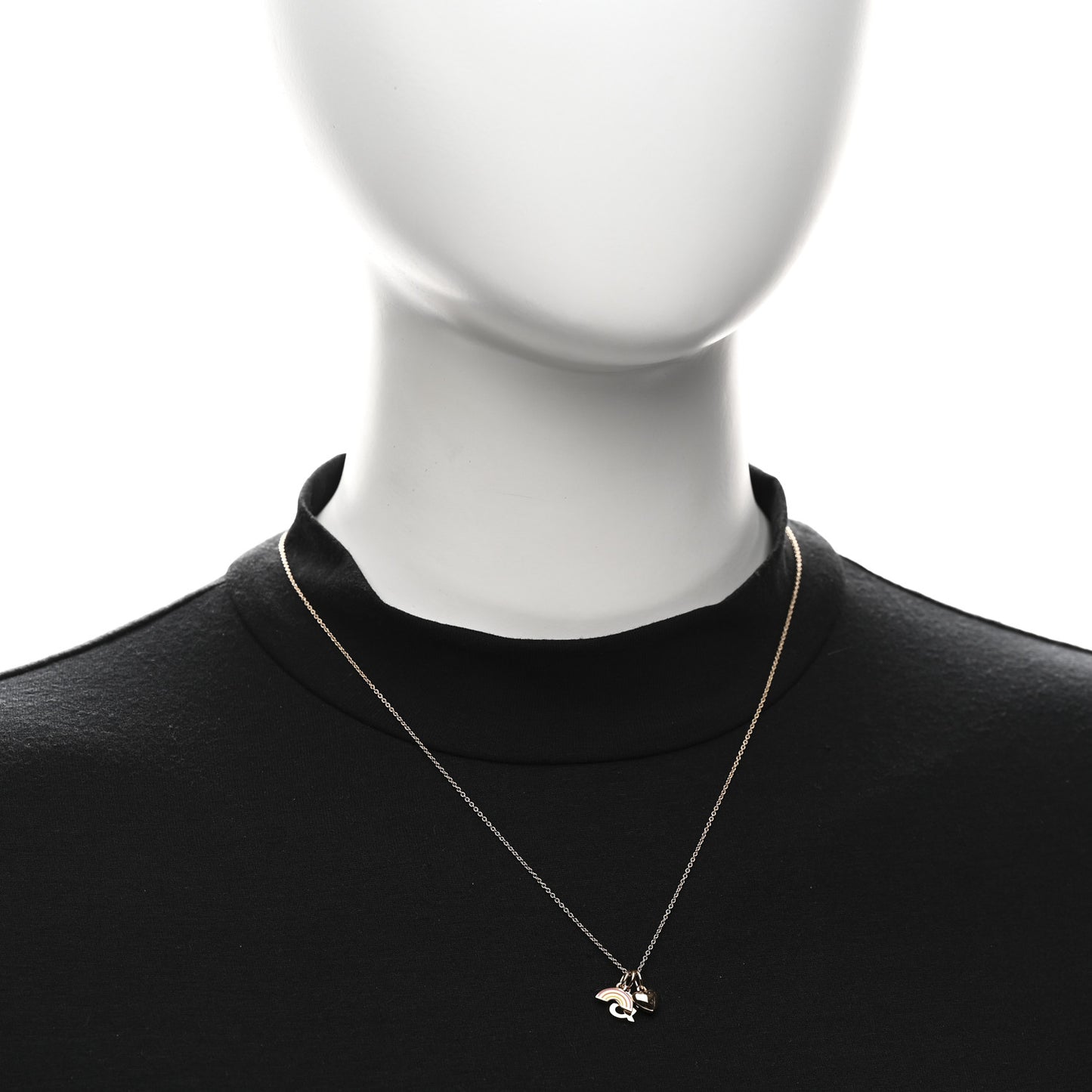 18K Rose Gold Enamel Love Rainbow Charm Pendant Necklace Multicolor