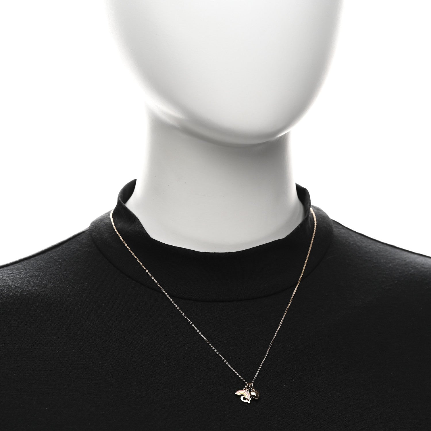 Tiffany 18K Rose Gold Enamel Love Rainbow Charm Pendant Necklace Multicolor 2 of 5