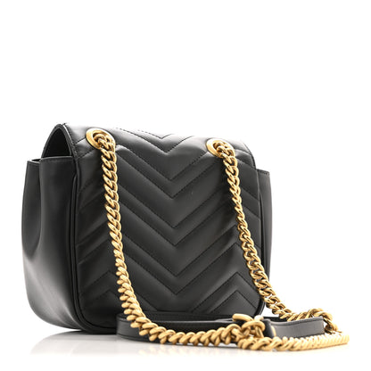 Gucci Calfskin Matelasse Mini GG Marmont Square Shoulder Bag Black 3 of 11