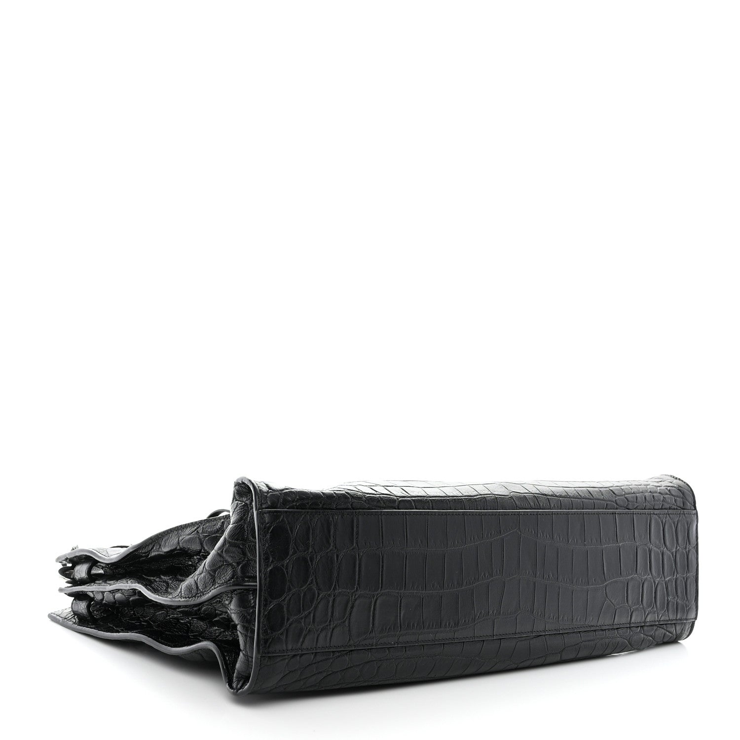 Saint Laurent SAINT LAURENT Calfskin Crocodile Embossed Large Thin Sac De Jour Black 4 of 17