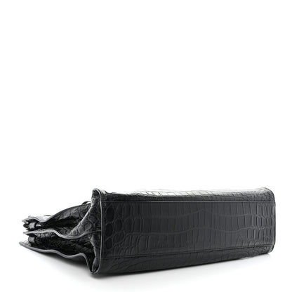Saint Laurent SAINT LAURENT Calfskin Crocodile Embossed Large Thin Sac De Jour Black 4 of 17