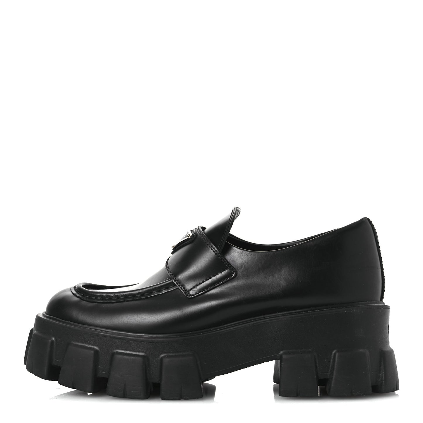 Spazzolato Rois Metal Triangle Logo Monolith 55mm Loafers 37.5 Black