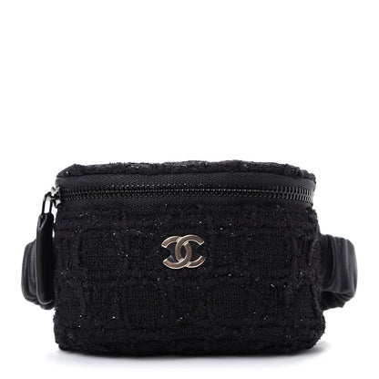 Chanel Tweed Lambskin Quilted Arm Coin Purse Black 1 of 7