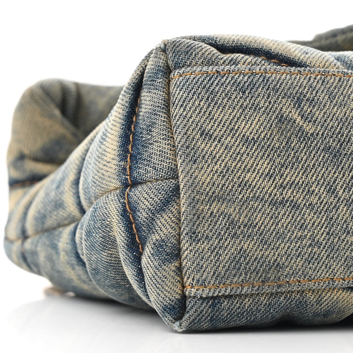 Denim Quilted Toy Loulou Puffer Monogram Chain Satchel Blue Cinnamon