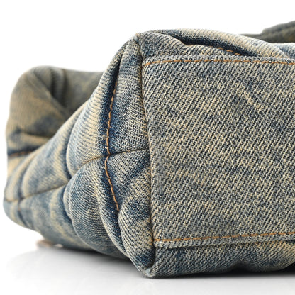 Saint Laurent Denim Quilted Toy Loulou Puffer Monogram Chain Satchel Blue Cinnamon 9 of 11