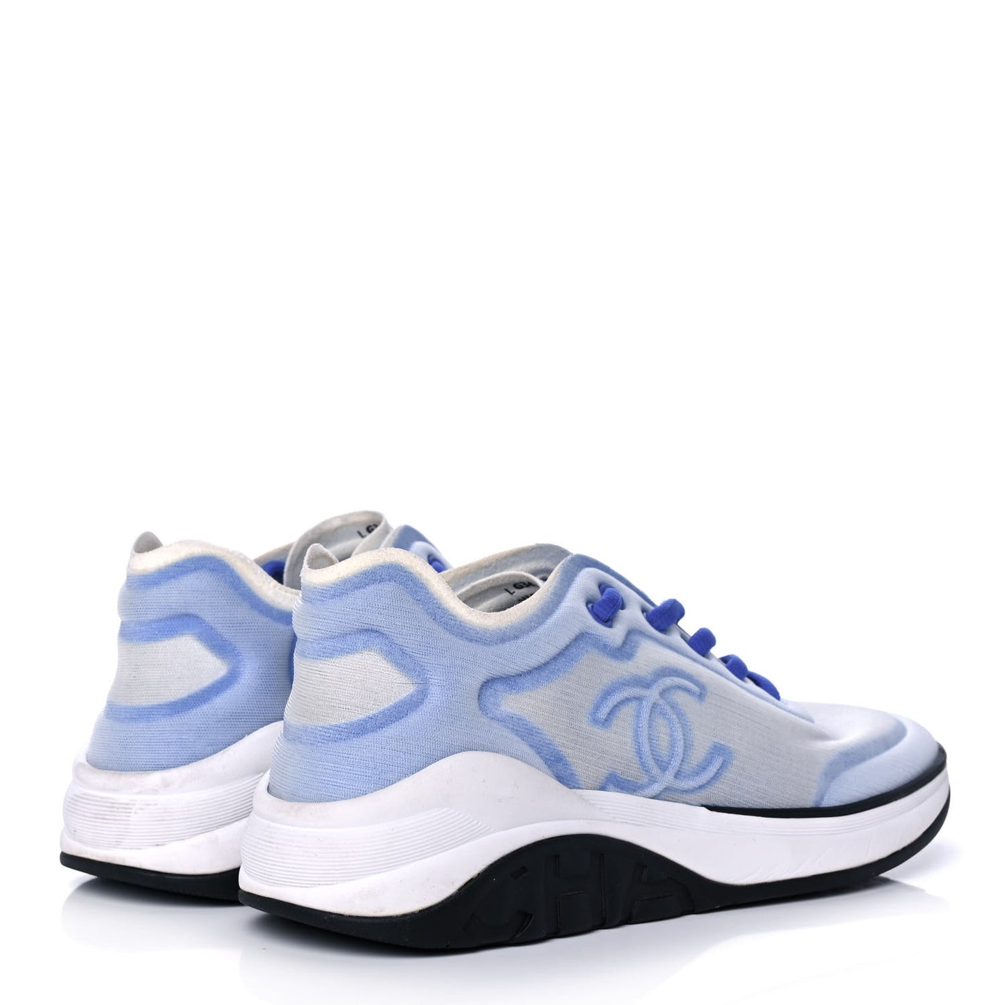 Calfskin Mesh Lyrca Womens Logo Sneakers 38 White Blue