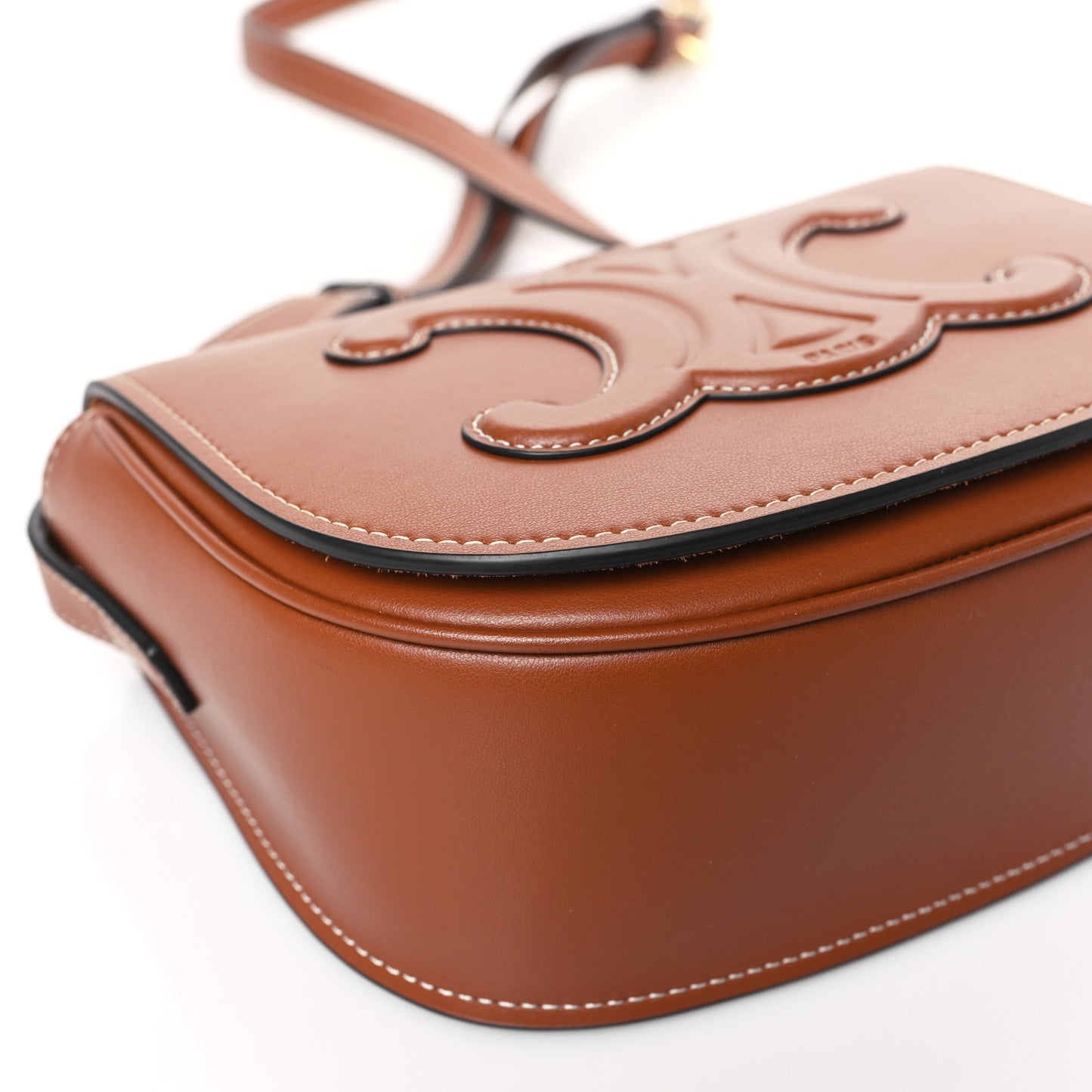 Smooth Calfskin Cuir Triomphe Folco Crossbody Bag Tan