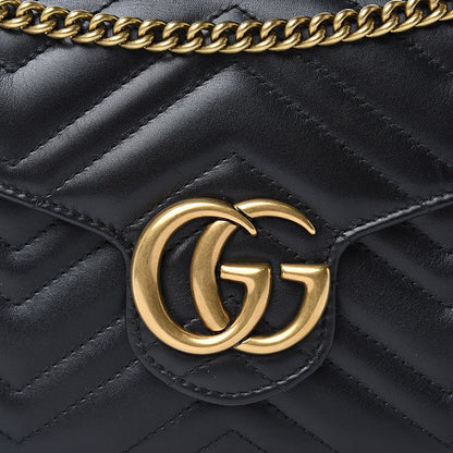 Gucci Calfskin Matelasse GG Marmont Chain Wallet Black 10 of 11