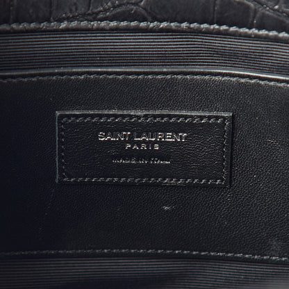 Saint Laurent Calfskin Crocodile Embossed Medium Classic Monogram Kate Tassel Satchel Black 6 of 10