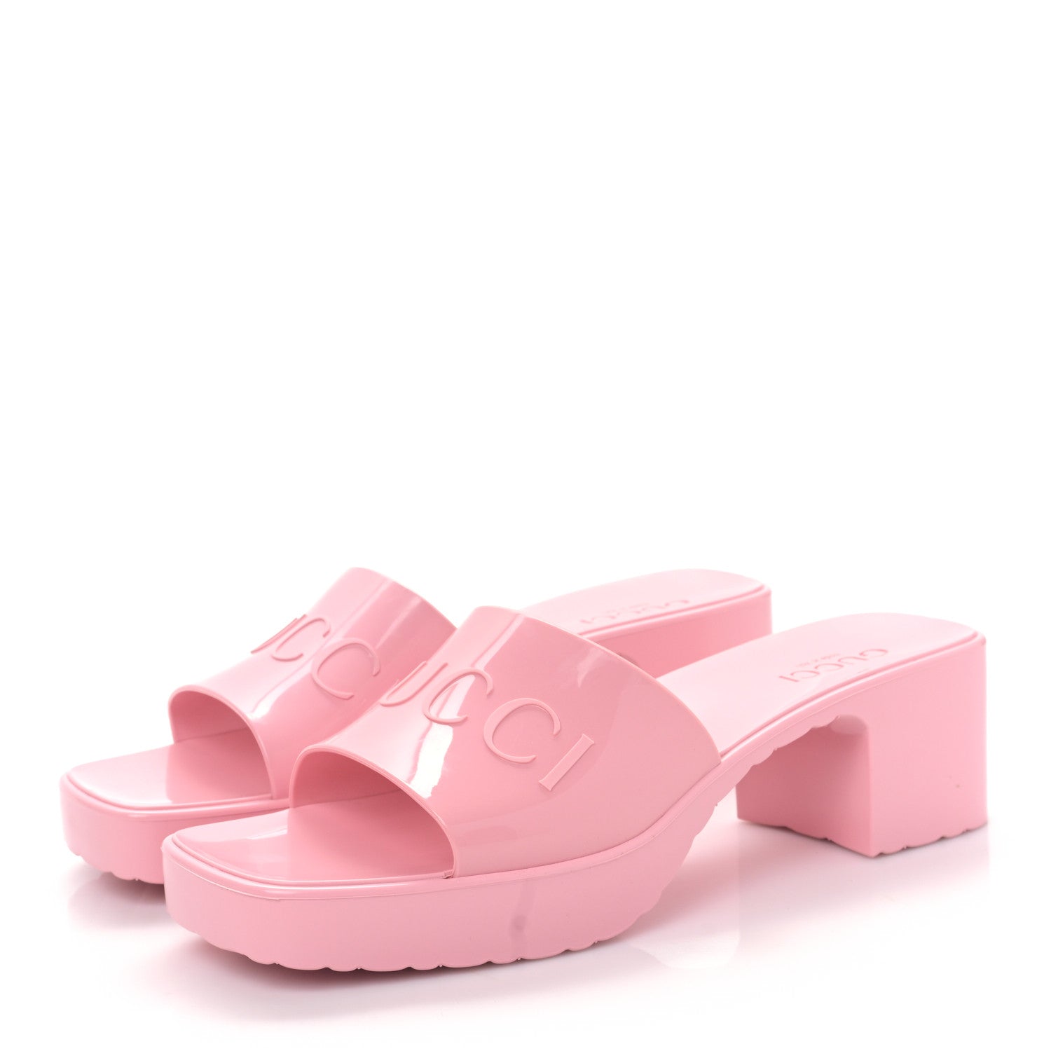 Gucci Rubber Gucci Logo Womens Platform 20/60mm Slide Sandals 41 Wild Rose 3 of 9