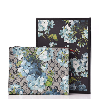 Gucci GG Supreme Monogram Blooms Large Cosmetic Case Beige Blue Navy Hibiscus Red 8 of 8
