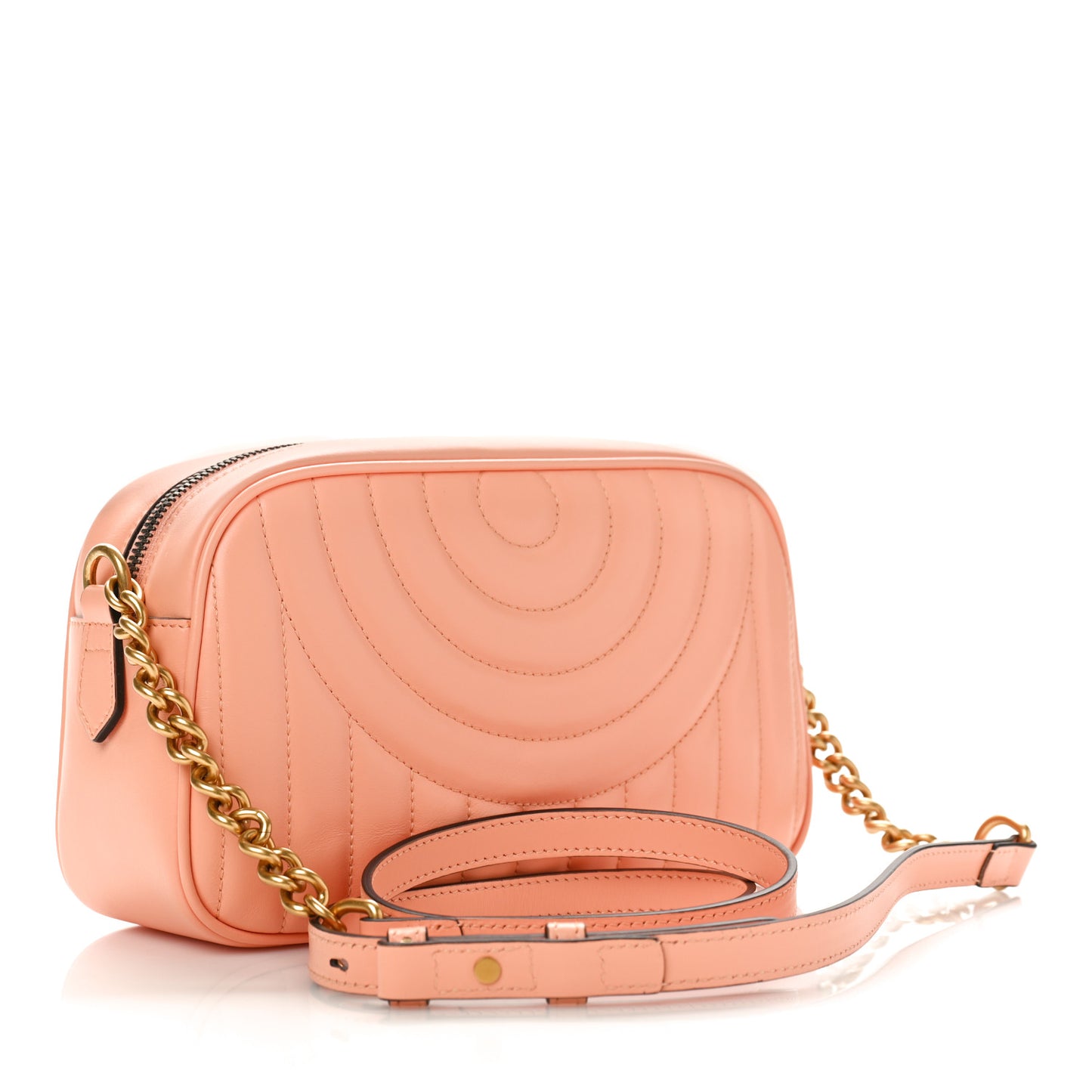 Calfskin Vertical Ring Matelasse Small GG Marmont Chain Shoulder Bag Peachy Chic