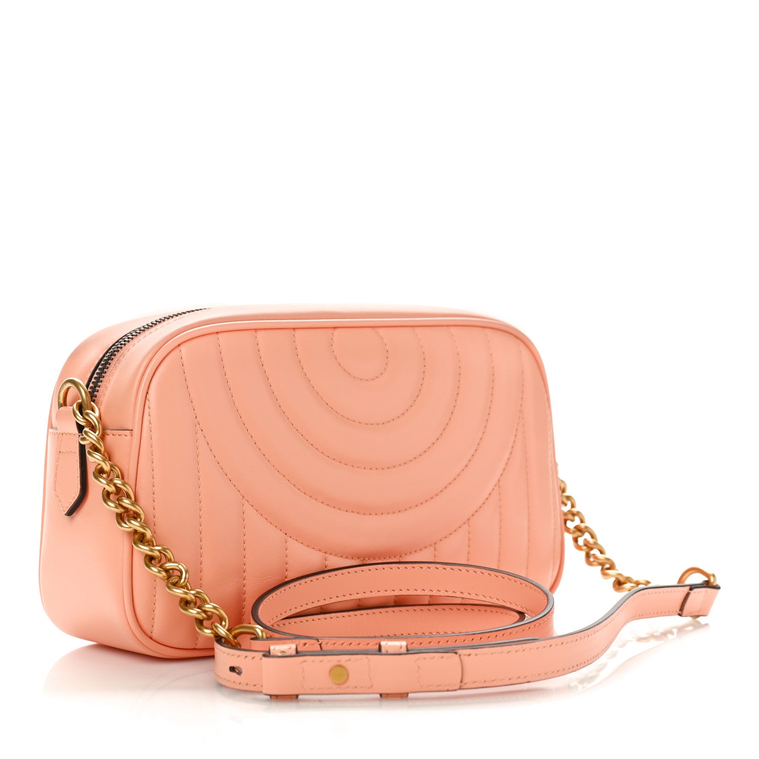 Gucci Calfskin Vertical Ring Matelasse Small GG Marmont Chain Shoulder Bag Peachy Chic 2 of 8