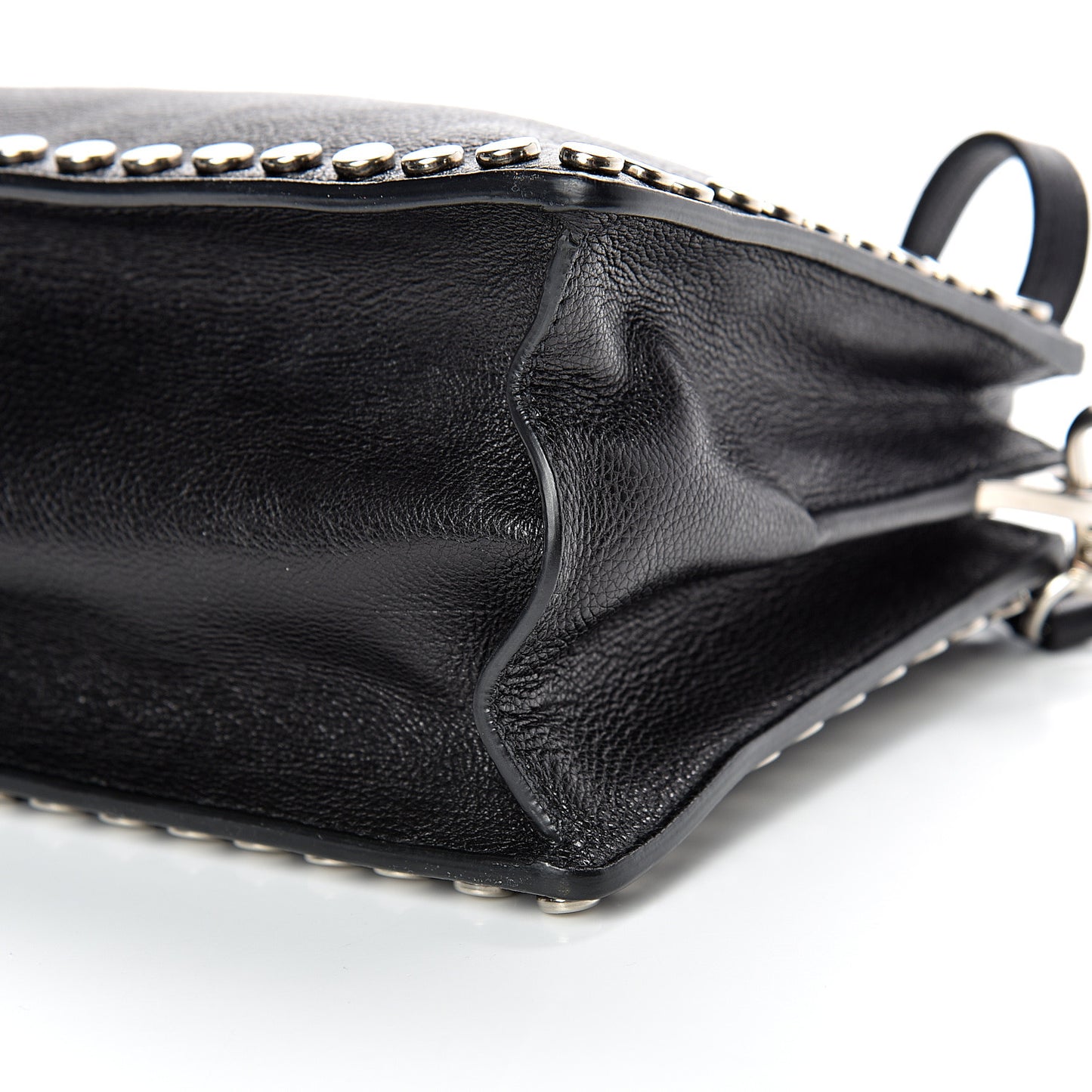 Glace Calfskin Studded Etiquette Shoulder Bag Black