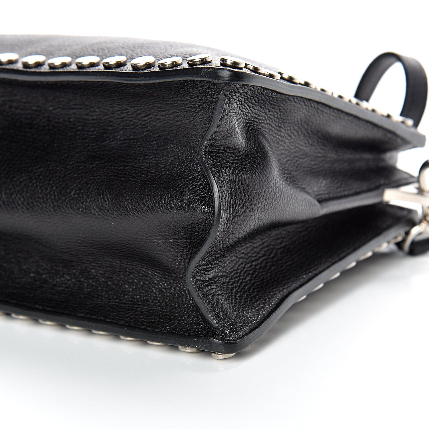 Prada Glace Calfskin Studded Etiquette Shoulder Bag Black 13 of 14