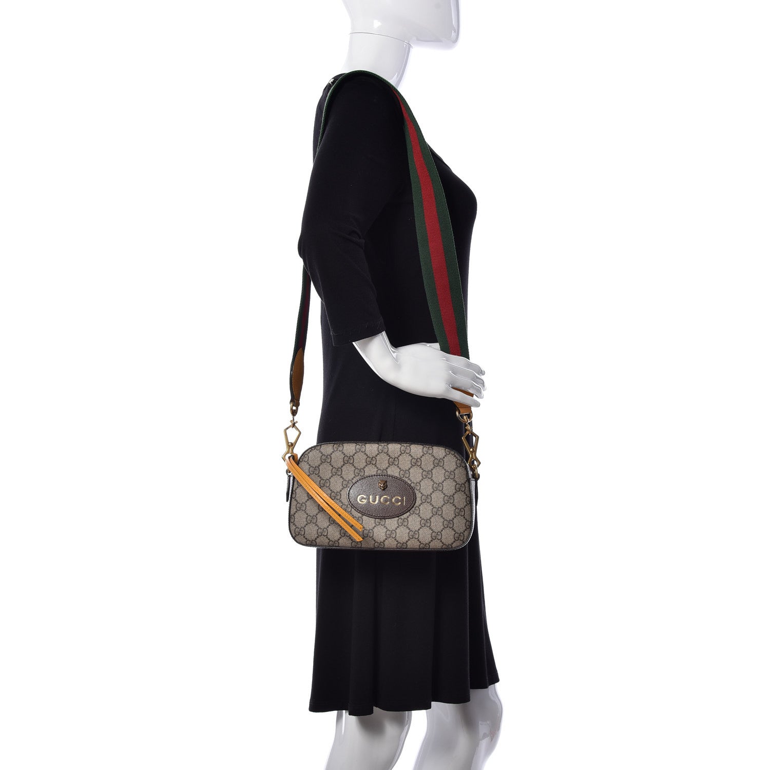 Gucci GG Supreme Monogram Web Neo Vintage Shoulder Bag Beige New Acero Crop 2 of 9