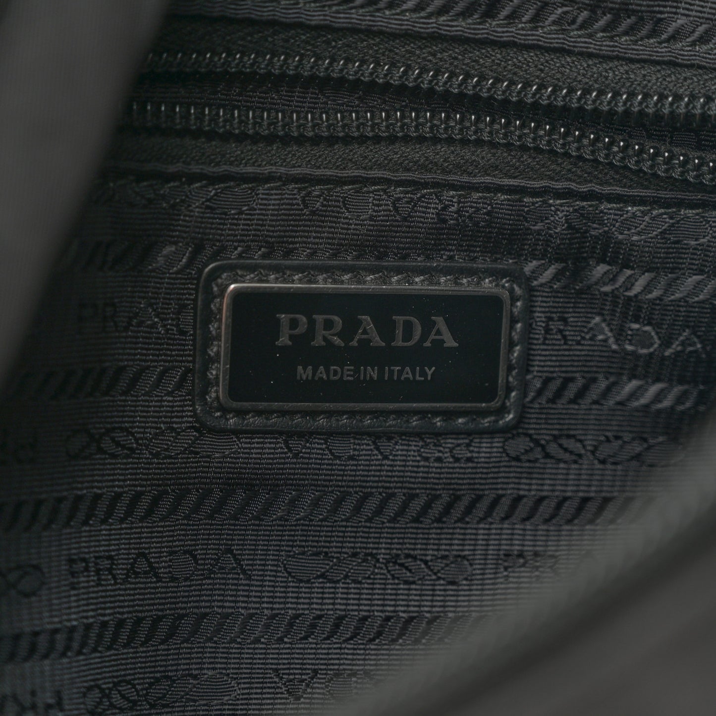 Re-Nylon Vitello Metal Triangle Logo Sling Backpack Black