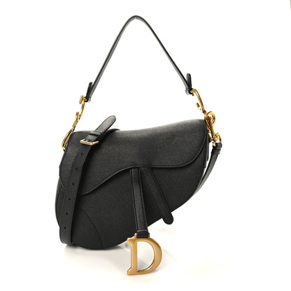Christian Dior Grained Calfskin Saddle Bag With Strap Black 1 of 9