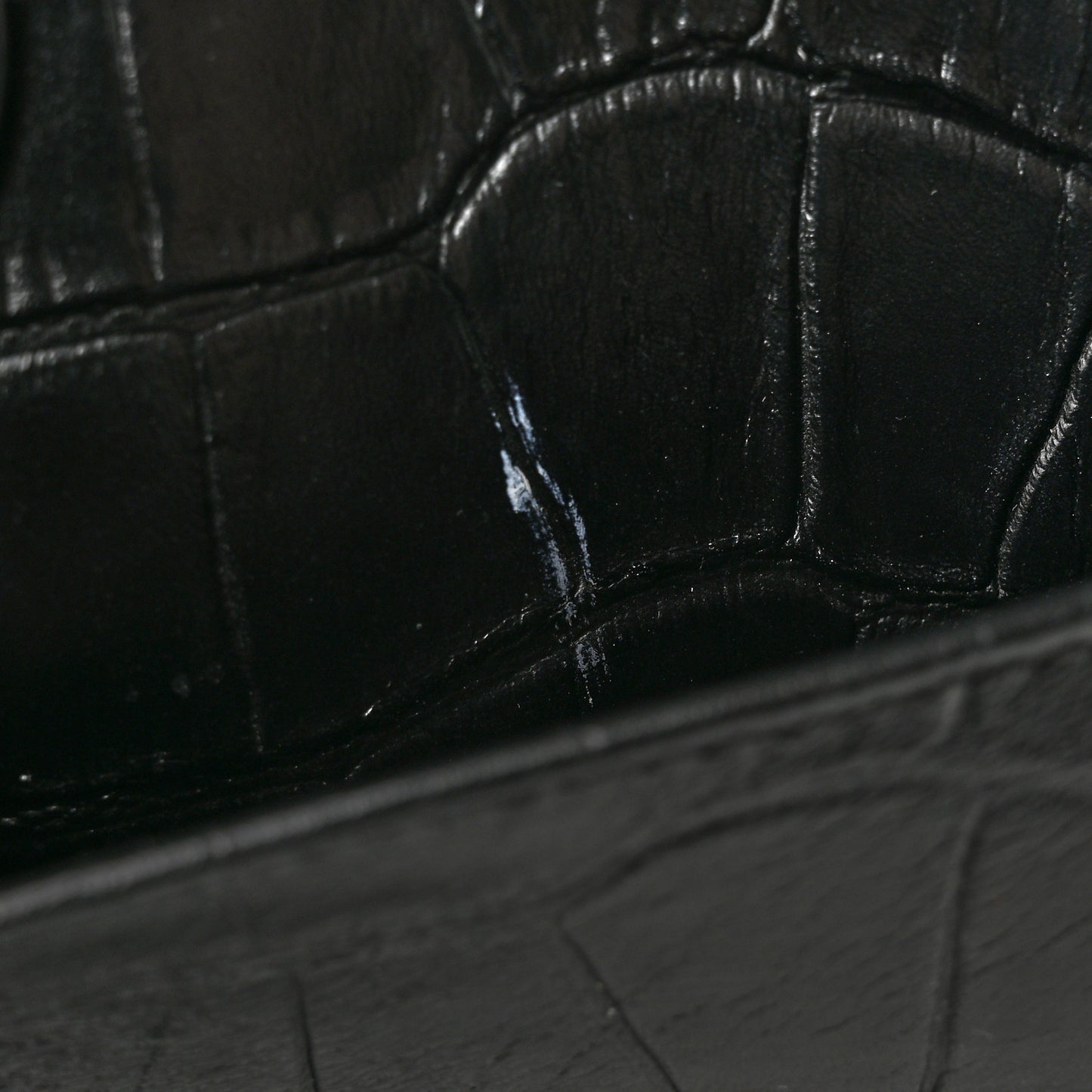 Calfskin Logo Crocodile Embossed S Ville Top Handle Bag Black White