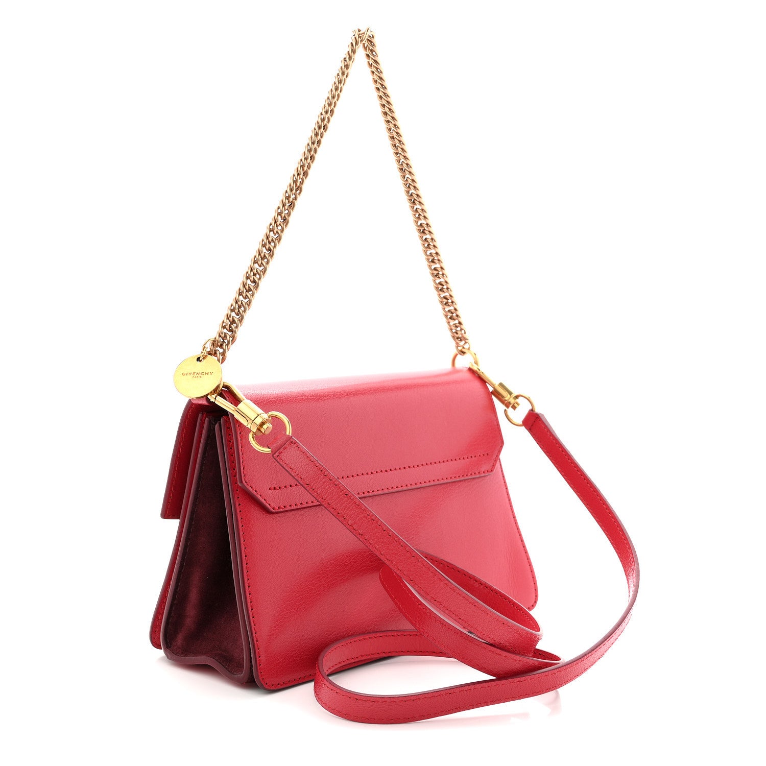 Givenchy Goatskin Suede Small GV3 Shoulder Bag Pink Aubergine