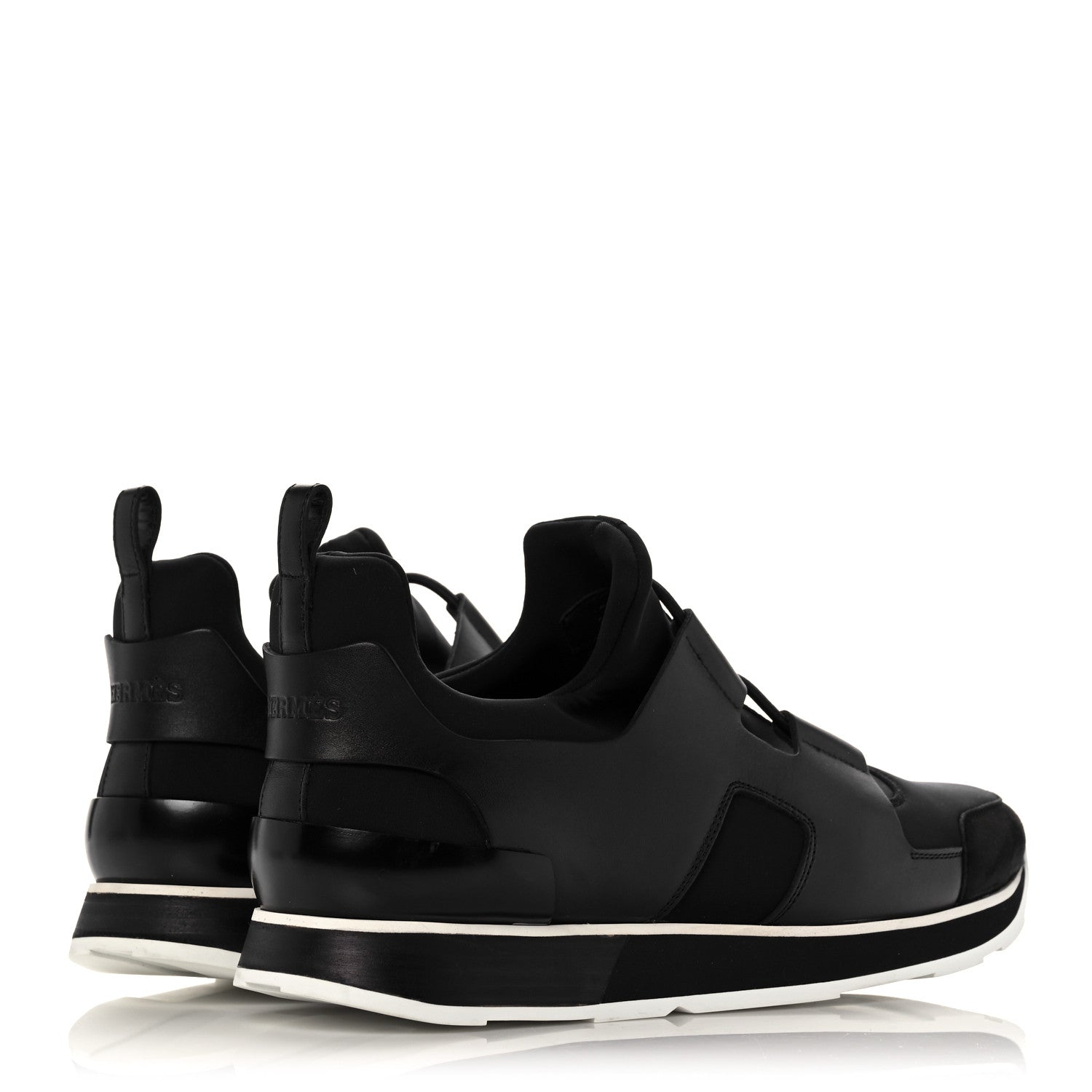 Hermes Technical Canvas Calfskin Goatskin Mens Player Sneakers 41 Black 4 of 10