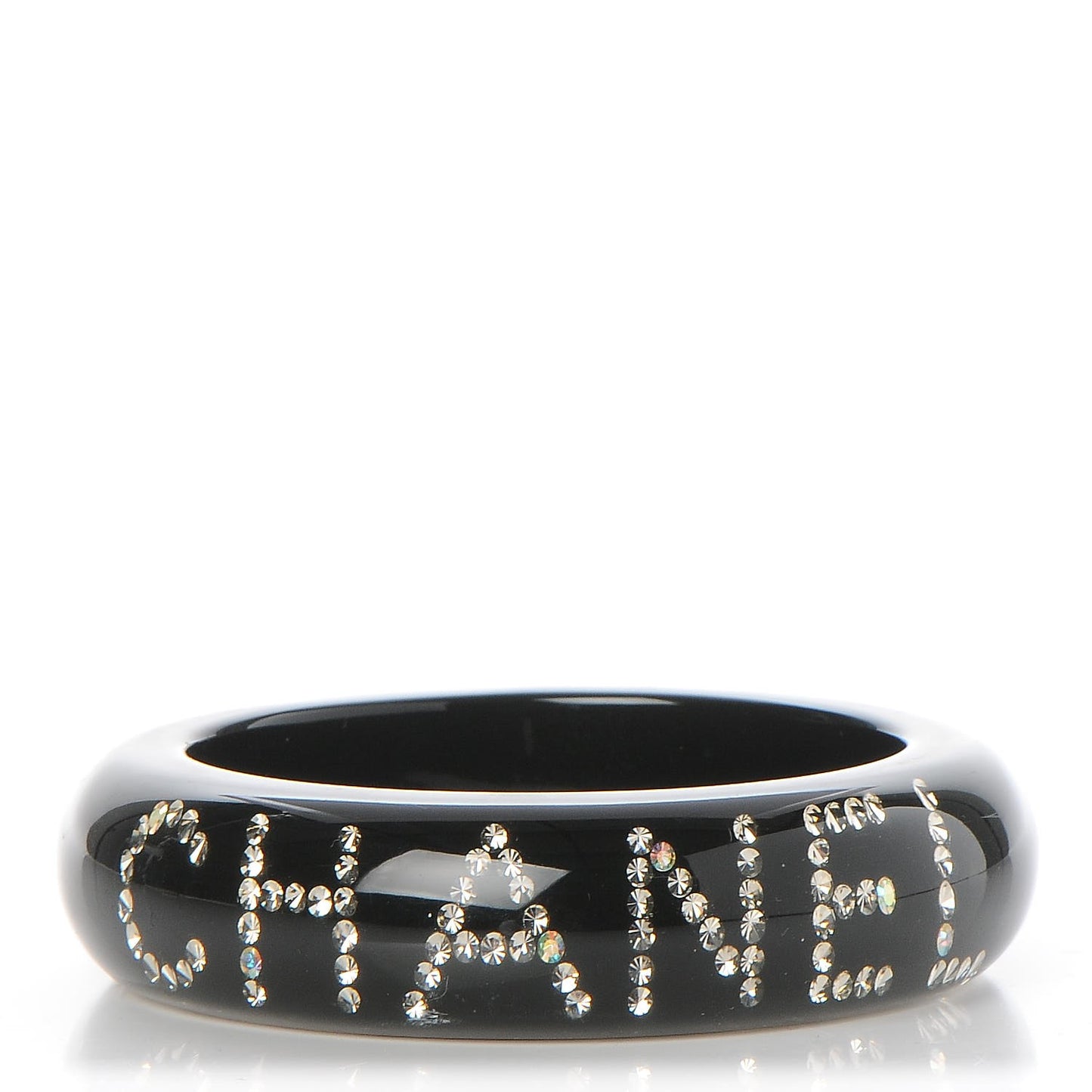 Resin Crystal CC Logo Bracelet Black
