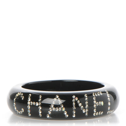 Chanel Resin Crystal CC Logo Bracelet Black 1 of 5