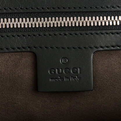 Gucci Guccissima Signature Medium Double Buckle Flap Messenger Bag Black 6 of 7