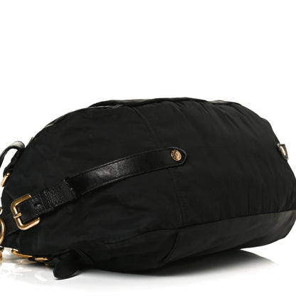 Prada Tessuto Nylon Jacquard Logo Aviator Satchel Black 10 of 17