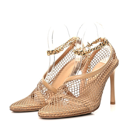 Bottega Veneta Mesh Nappa Chunky Chain Sandals 39.5 Beige Pony 3 of 7