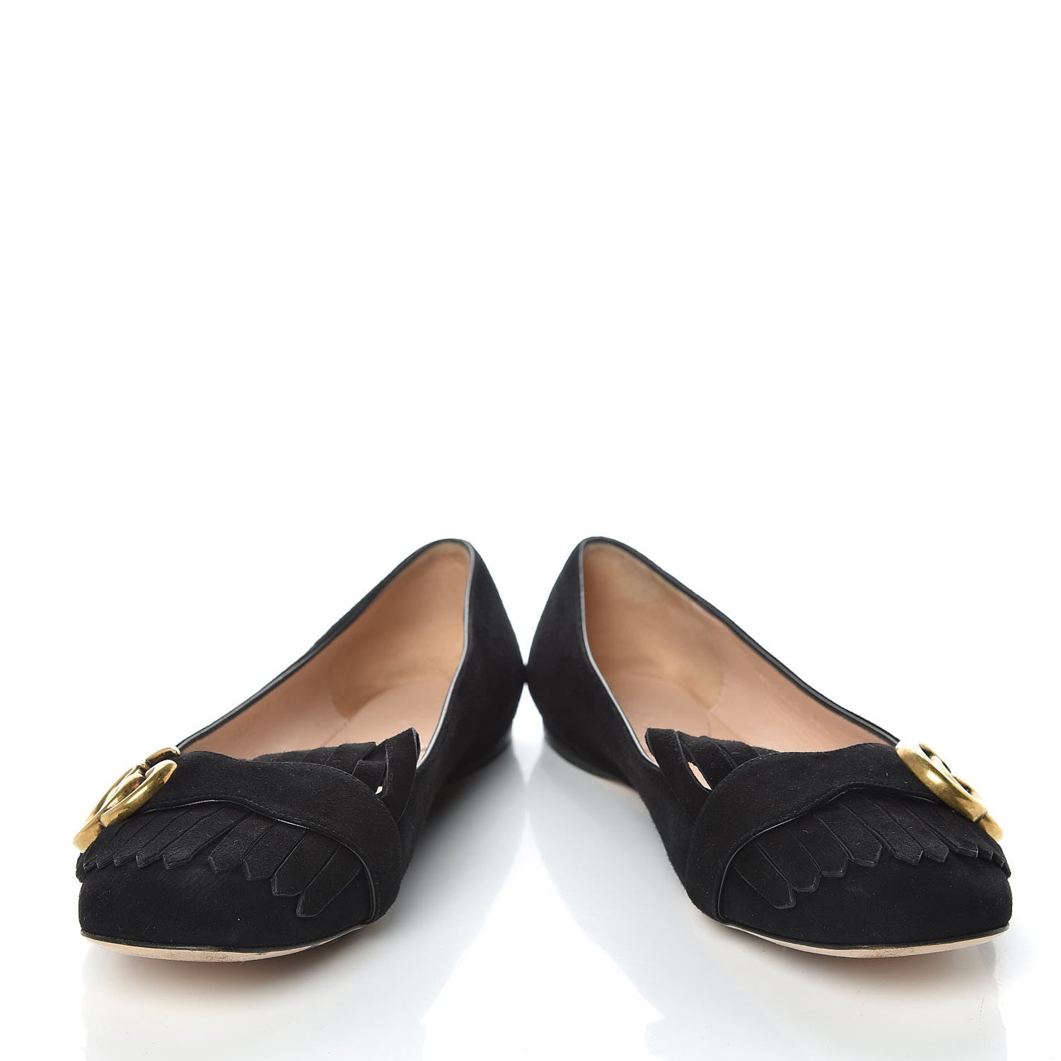 Gucci Kid Scamosciato GG Marmont Fringe Flats 36.5 Black 5 of 12