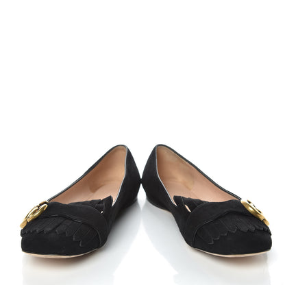 Gucci Kid Scamosciato GG Marmont Fringe Flats 36.5 Black 5 of 12