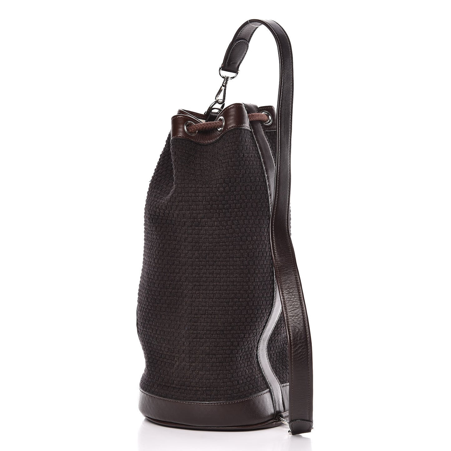 Canvas Knit Drawstring Bag Brown