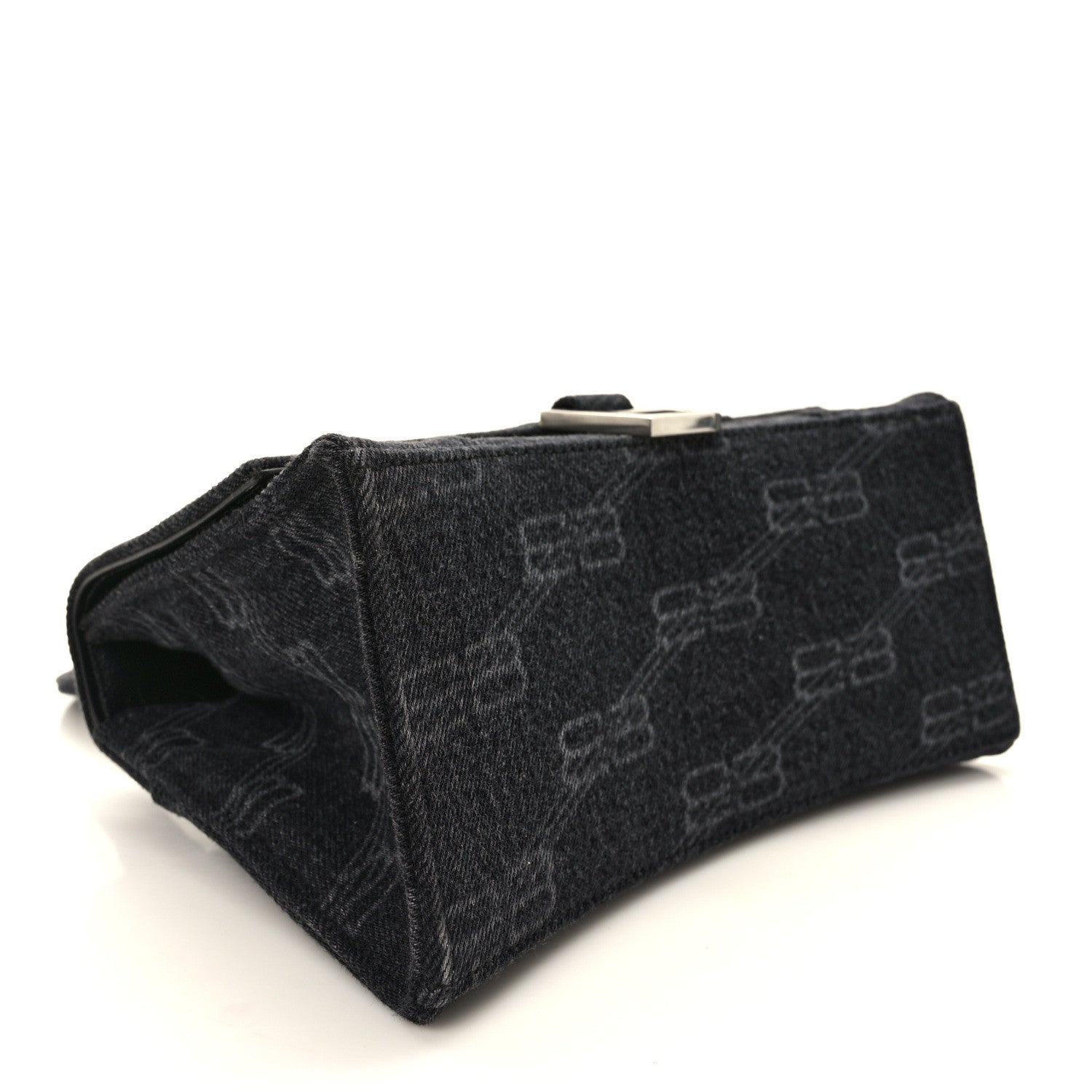 Balenciaga Denim BB Monogram Small Hourglass Top Handle Bag Black 4 of 13