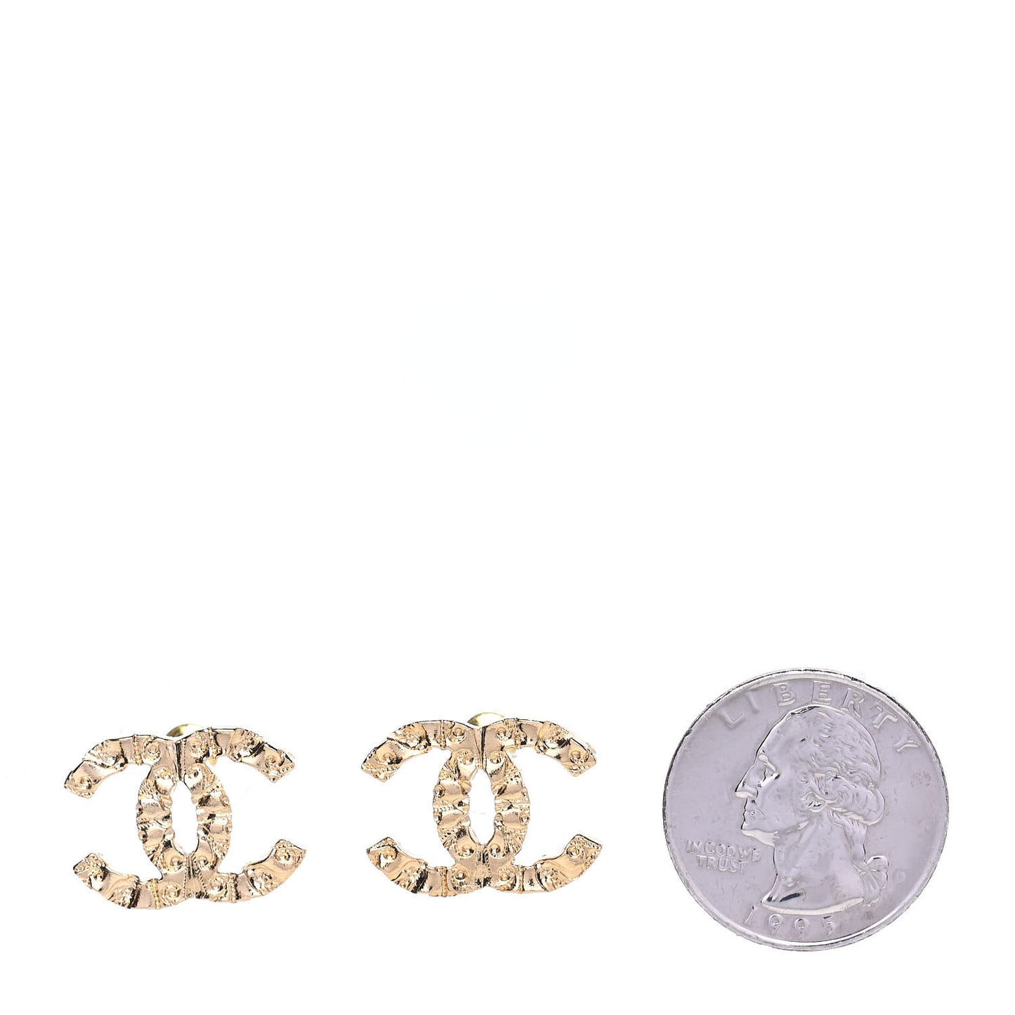 Metal Textured CC Earrings Gold