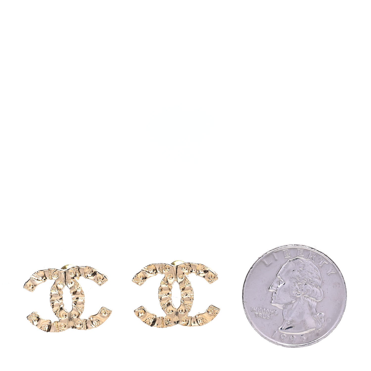 Chanel Metal Textured CC Earrings Gold 2 of 4