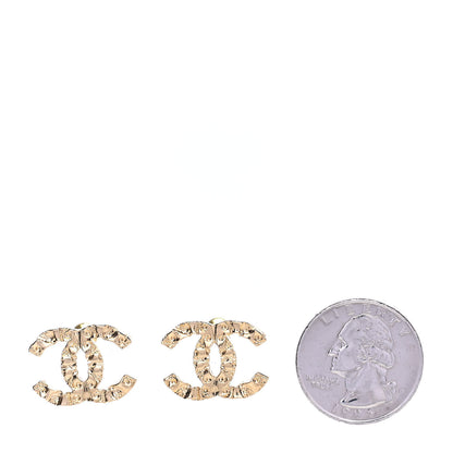 Chanel Metal Textured CC Earrings Gold 2 of 4