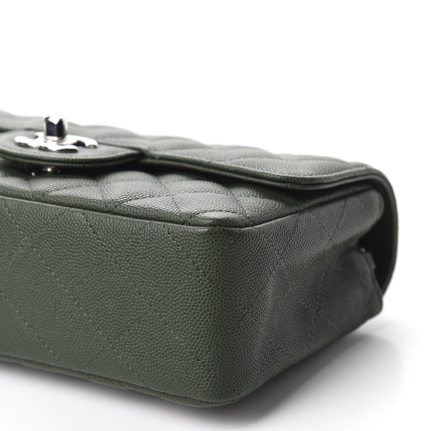 Caviar Quilted Mini Rectangular Flap Dark Green