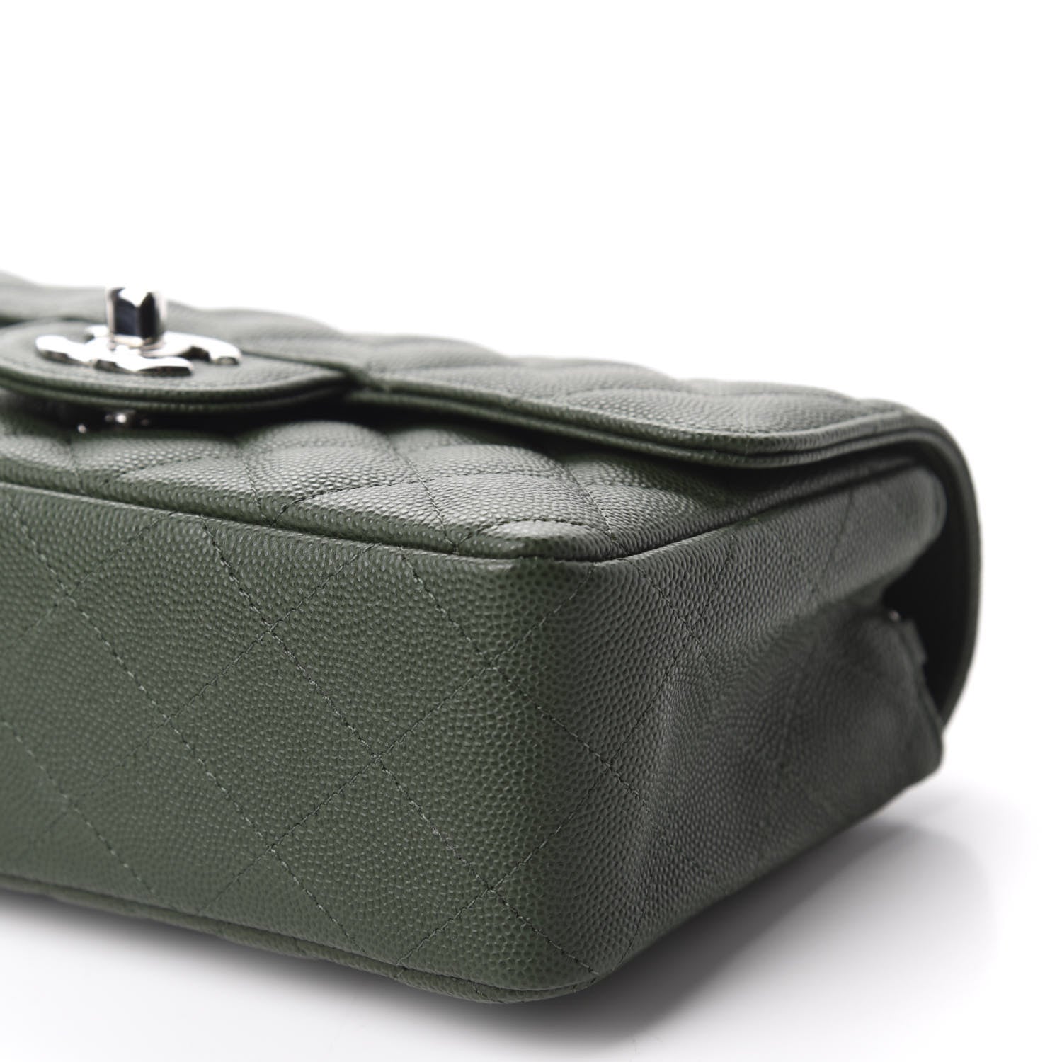 Chanel Caviar Quilted Mini Rectangular Flap Dark Green 7 of 11