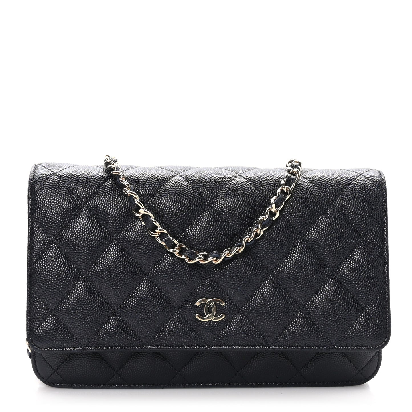 Caviar Quilted Wallet on Chain WOC Navy Blue