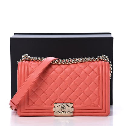 Chanel Lambskin Quilted Medium Boy Flap Coral 12 of 12