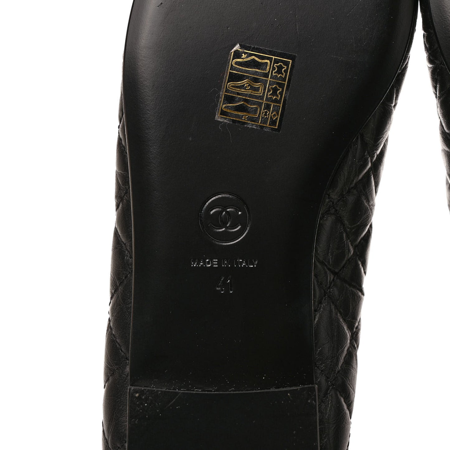 Aged Calfskin Quilted CC Cap Toe Ballerina Flats 41 Black