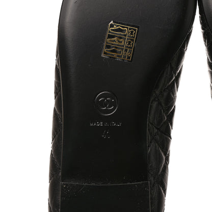 Chanel Aged Calfskin Quilted CC Cap Toe Ballerina Flats 41 Black 6 of 9