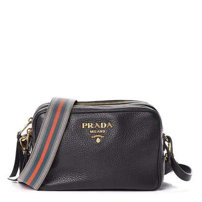 Prada Vitello Daino Medium Double Zip Shoulder Bag Black 1 of 17