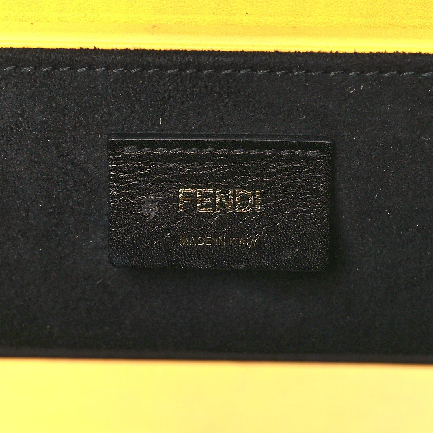 Fendi Vitello Fluffy Logo Horizontal Box Crossbody Bag Yellow Box Black 11 of 35