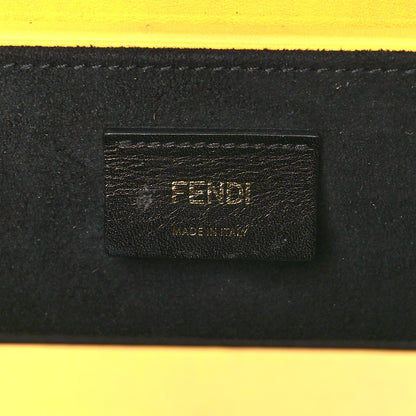 Fendi Vitello Fluffy Logo Horizontal Box Crossbody Bag Yellow Box Black 11 of 35